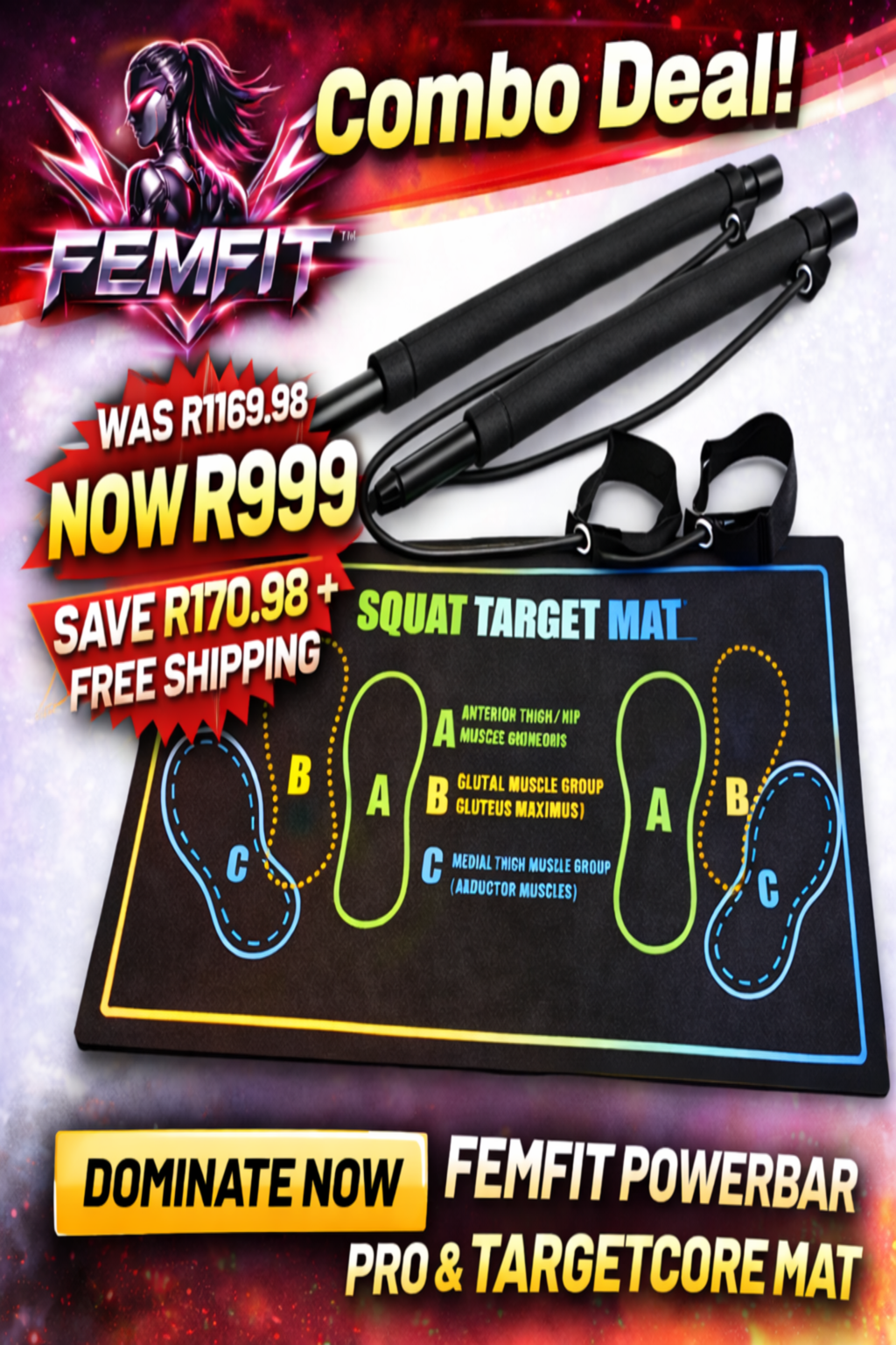 FemFit™ PowerBar Pro + TargetCore Mat Pro Bundle